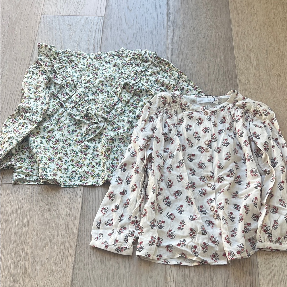 Zara Cream Floral Blouses - two